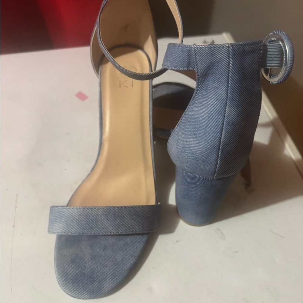 Stylish Denim Blue Heeled Sandals
